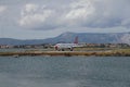 Plane of Bingo Airways airline on runway. Kerkira, Corfu, Greece